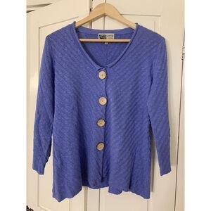 Habitat‎ Sweater Women's Small Cardigan Knit Button Blue 3/4 Sleeve